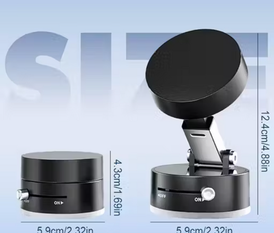 360° Rotatable Vacuum Magnetic Phone Holder, Hand Free Magnetic Cell Phone Stand With Strong Grip Shockproof Suction Cup Mount for Car, Gym, Glass, Home, Mirror, Smooth Surface, Office (Black)