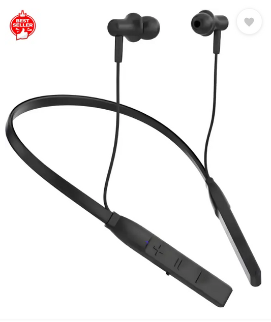 Worricow Branded Wireless Bluetooth Neckband With Comfortable Design, Stereo Bass. Bluetooth  (Black, In the Ear)