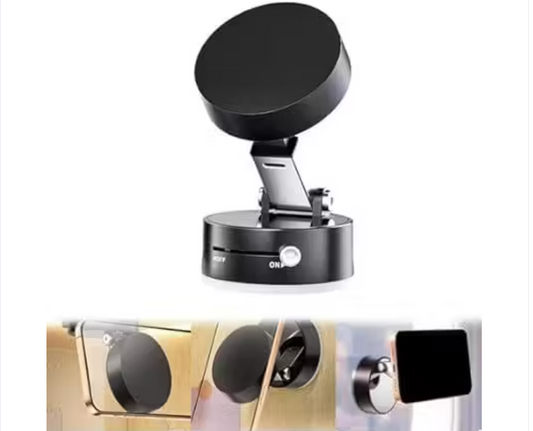 360° Rotatable Vacuum Magnetic Phone Holder, Hand Free Magnetic Cell Phone Stand With Strong Grip Shockproof Suction Cup Mount for Car, Gym, Glass, Home, Mirror, Smooth Surface, Office (Black)